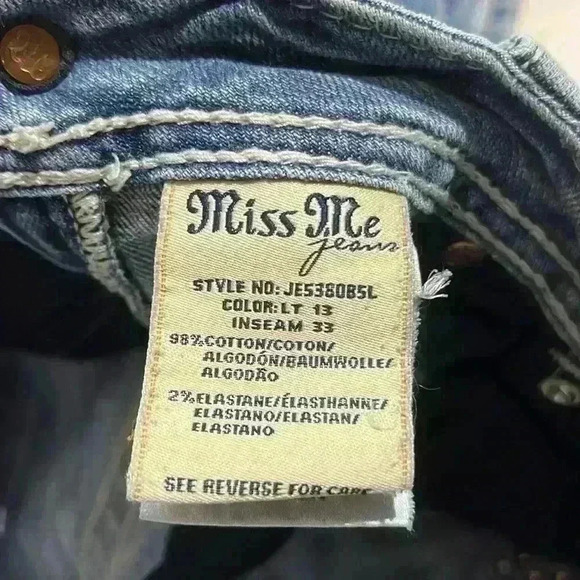 Miss Me Jeans Distressed Bootcut Boot Bedazzled Y2K Womens Size 32 JE5380B5L - Picture 13 of 16
